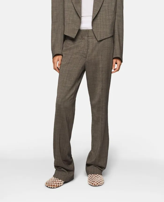 Women Tailoring Stella McCartney Pinstripe MidRise StraightLeg Wool Trousers Pinstripe