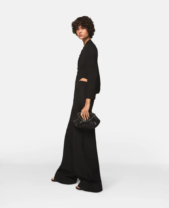 Women Tailoring Stella McCartney Pleated HighRise WideLeg Wool Trousers Midnight Black