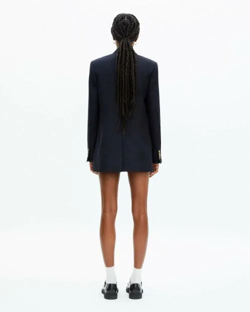 Women Tailoring The Kooples Navy Blue Wool Blend Suit Jacket Dark Navy