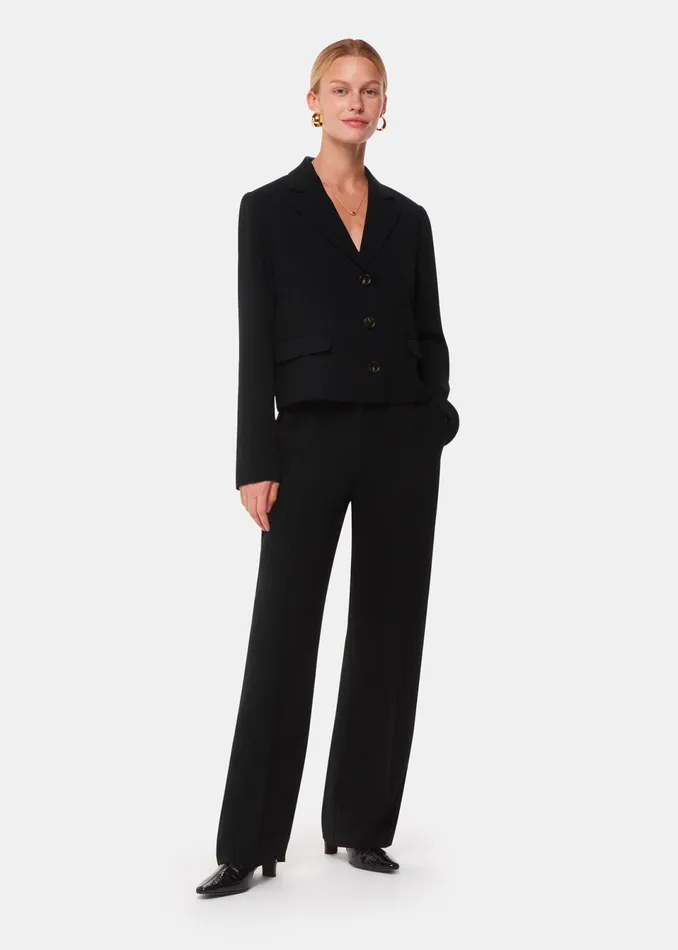 Women Tailoring Whistles Black Tailored Short Crepe Blazer