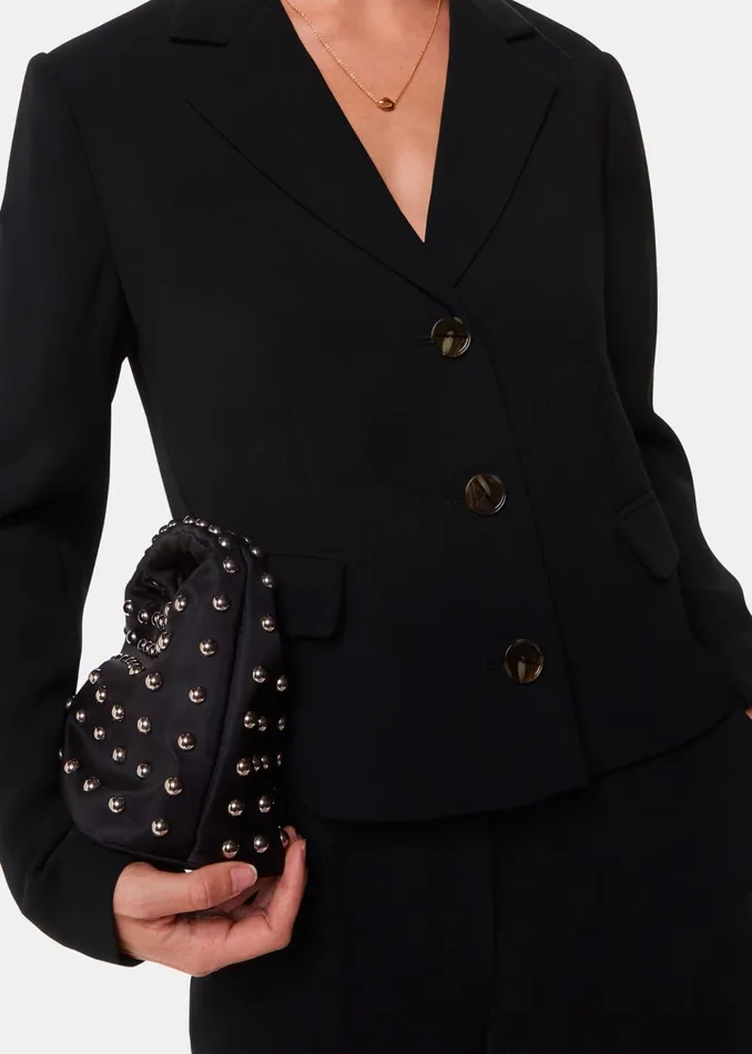 Women Tailoring Whistles Black Tailored Short Crepe Blazer