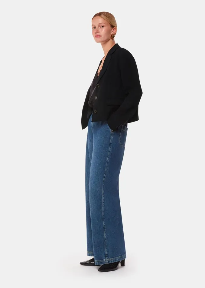Women Tailoring Whistles Black Tailored Short Crepe Blazer