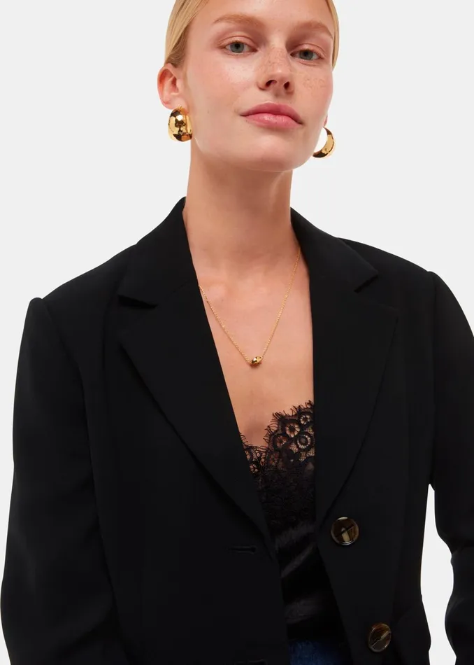 Women Tailoring Whistles Black Tailored Short Crepe Blazer