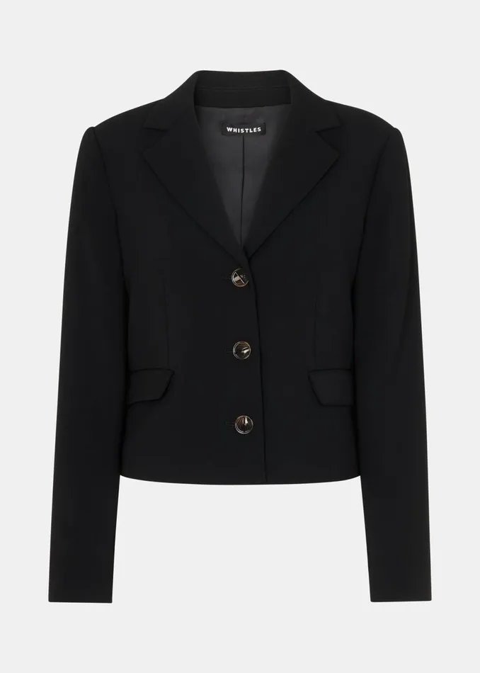Women Tailoring Whistles Black Tailored Short Crepe Blazer