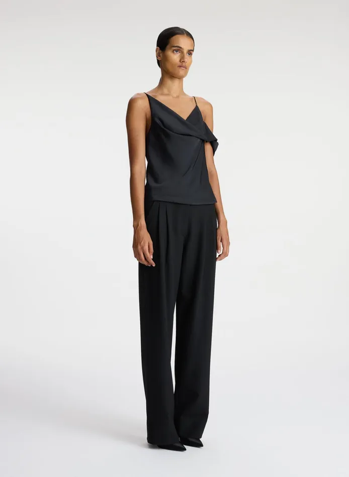 Women Tees and Tanks ALC Ramona Satin Asymmetrical Top Black