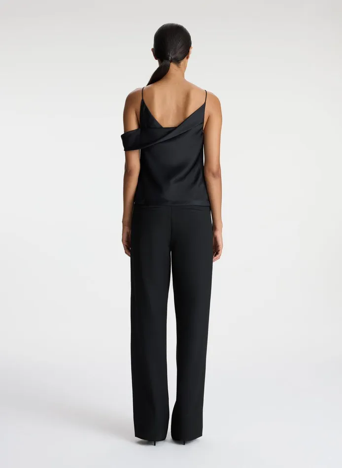Women Tees and Tanks ALC Ramona Satin Asymmetrical Top Black