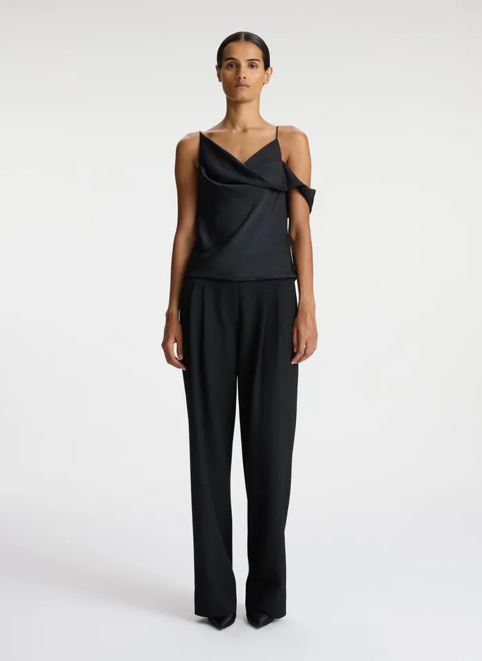 Women Tees and Tanks ALC Ramona Satin Asymmetrical Top Black