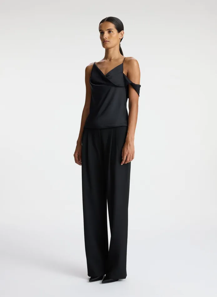 Women Tees and Tanks ALC Ramona Satin Asymmetrical Top Black