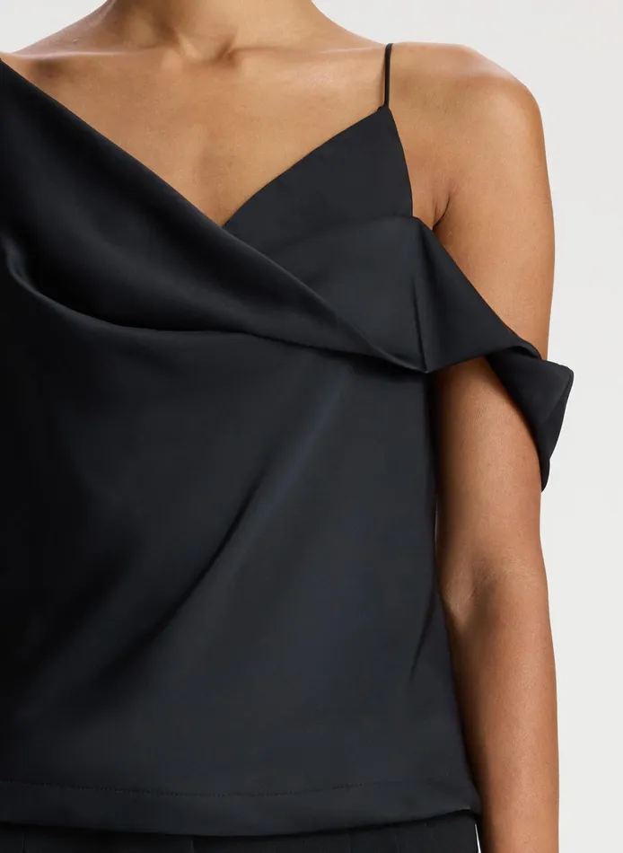 Women Tees and Tanks ALC Ramona Satin Asymmetrical Top Black