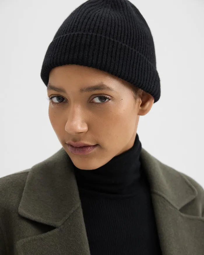 Women Theory Hats Gloves Scarves Beanie In Cashmere Black
