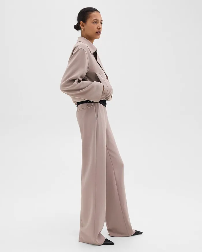 Women Theory Outerwear DoubleBreasted Crop Trench In Admiral Crepe Cinder