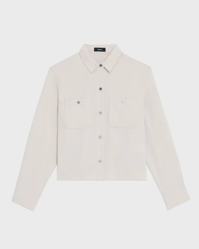 Women Theory Tops Patch Pocket Shirt In Fluid Twill New Sand
