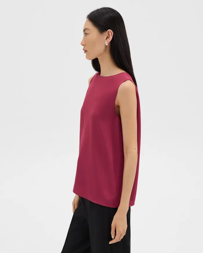 Women Theory Tops Shell Top In Silk Georgette Deep Rose