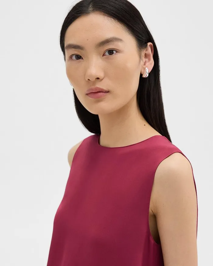 Women Theory Tops Shell Top In Silk Georgette Deep Rose