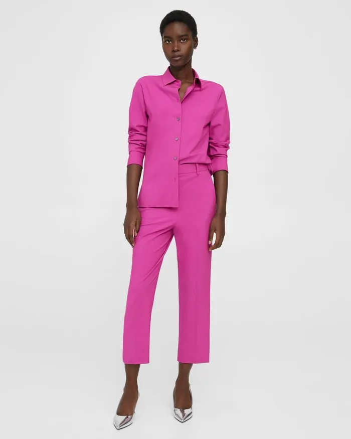 Women Theory Tops Straight Shirt In Good Wool Carnation