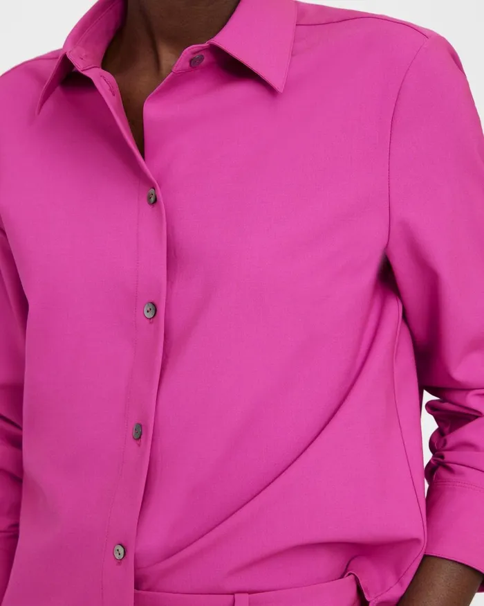 Women Theory Tops Straight Shirt In Good Wool Carnation