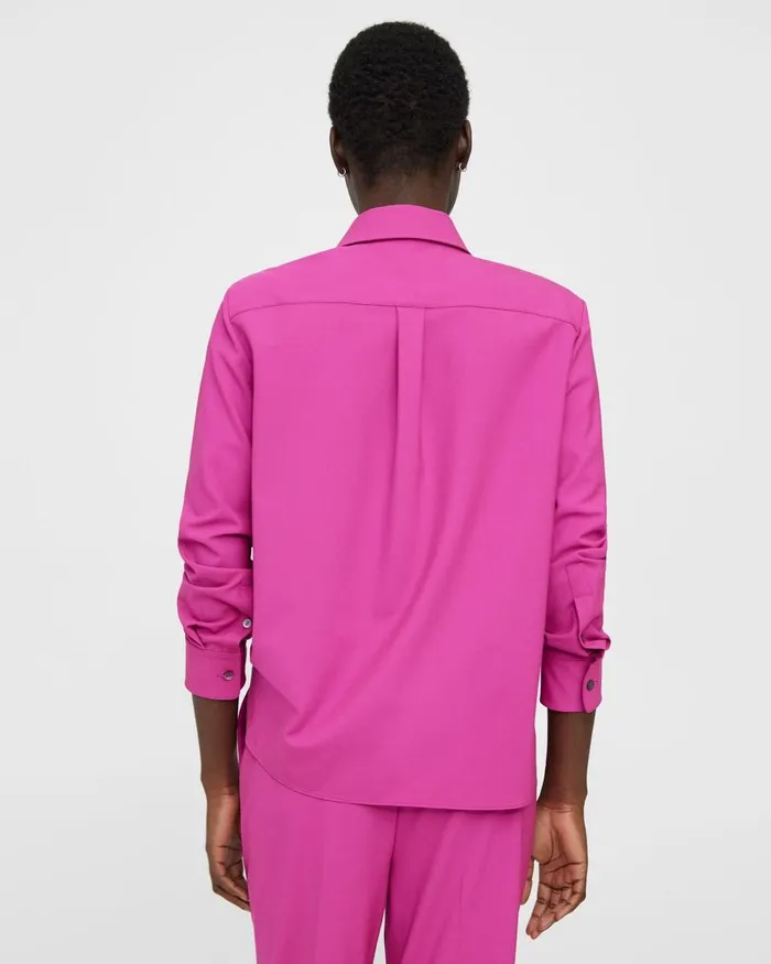 Women Theory Tops Straight Shirt In Good Wool Carnation