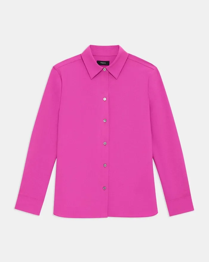 Women Theory Tops Straight Shirt In Good Wool Carnation