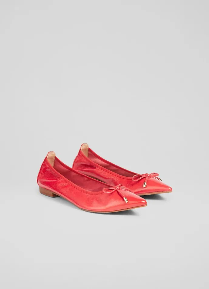 Women Tilly Red Pointed Ballerina Flat Raspberry LKBennett Flats Women Tilly Red Pointed Ballerina Flat Raspberry LKBennett Flats