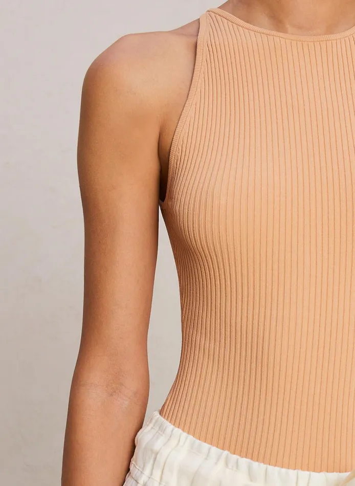 Women Tops ALC Ashley Rib Knit Bodysuit Biscotti
