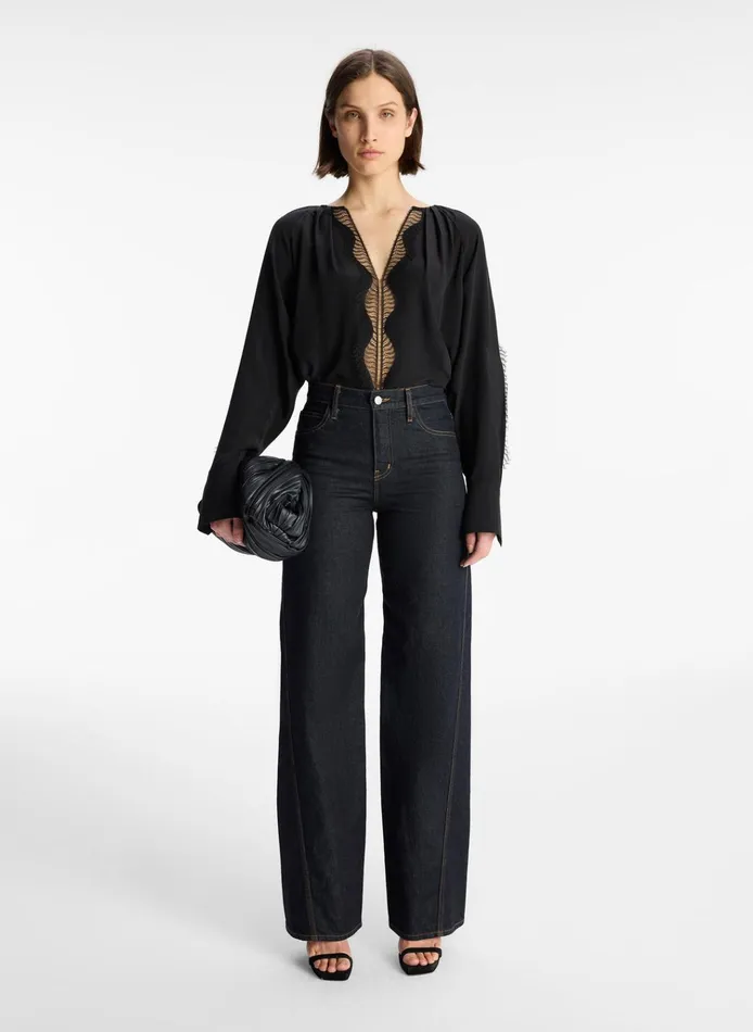 Women Tops ALC Carlota Silk Top Black
