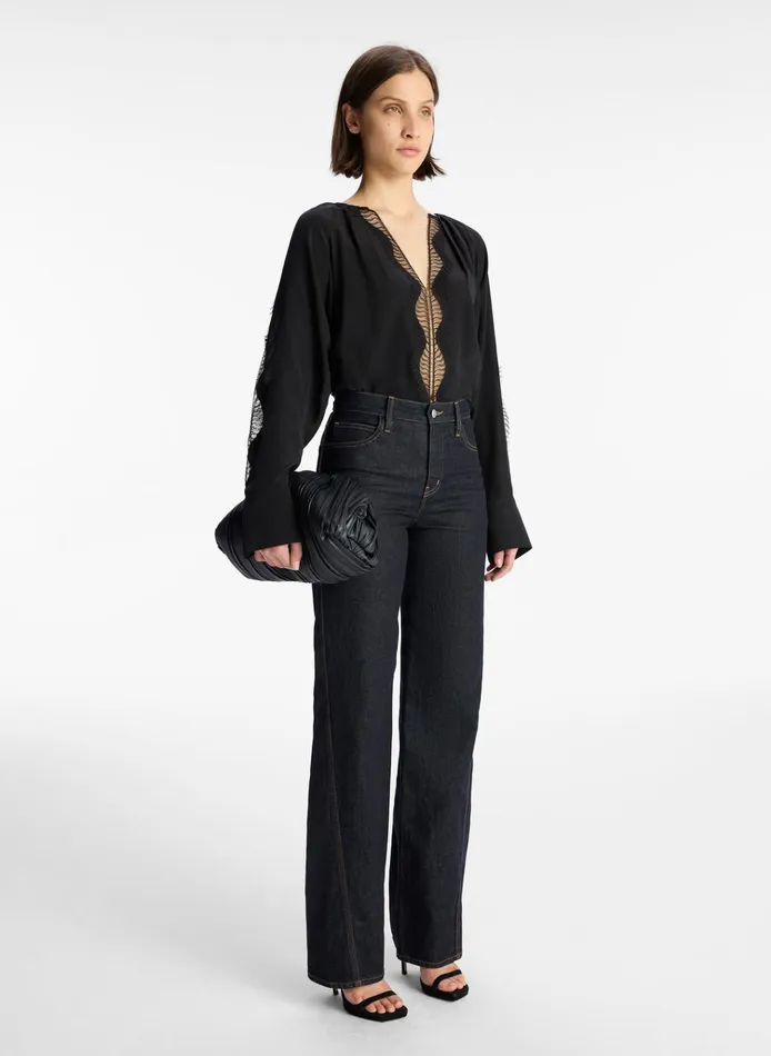 Women Tops ALC Carlota Silk Top Black