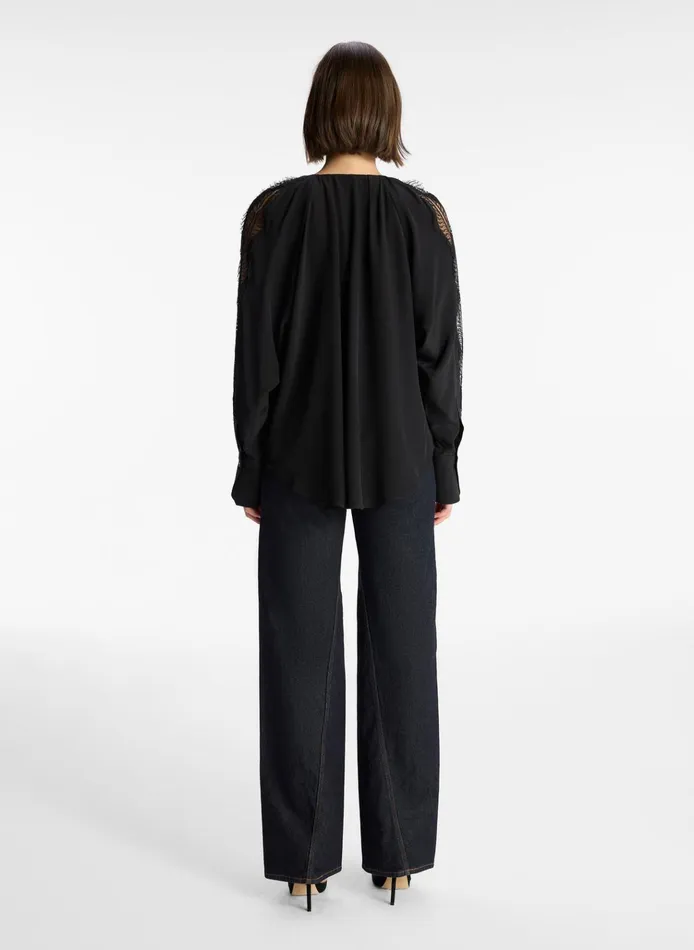 Women Tops ALC Carlota Silk Top Black