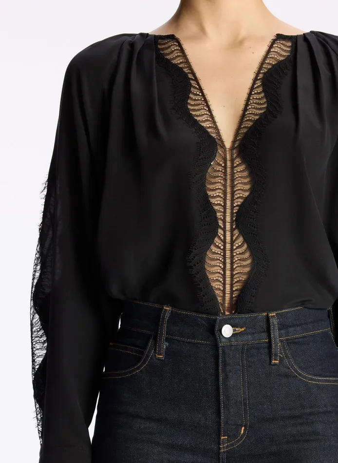 Women Tops ALC Carlota Silk Top Black