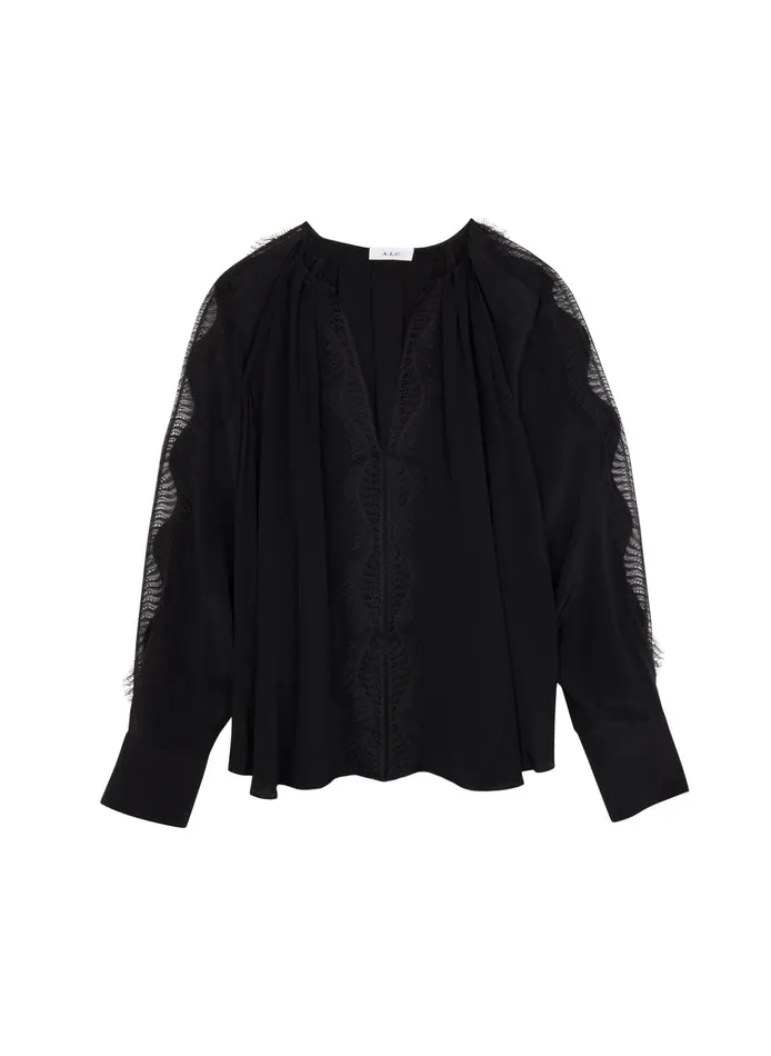 Women Tops ALC Carlota Silk Top Black