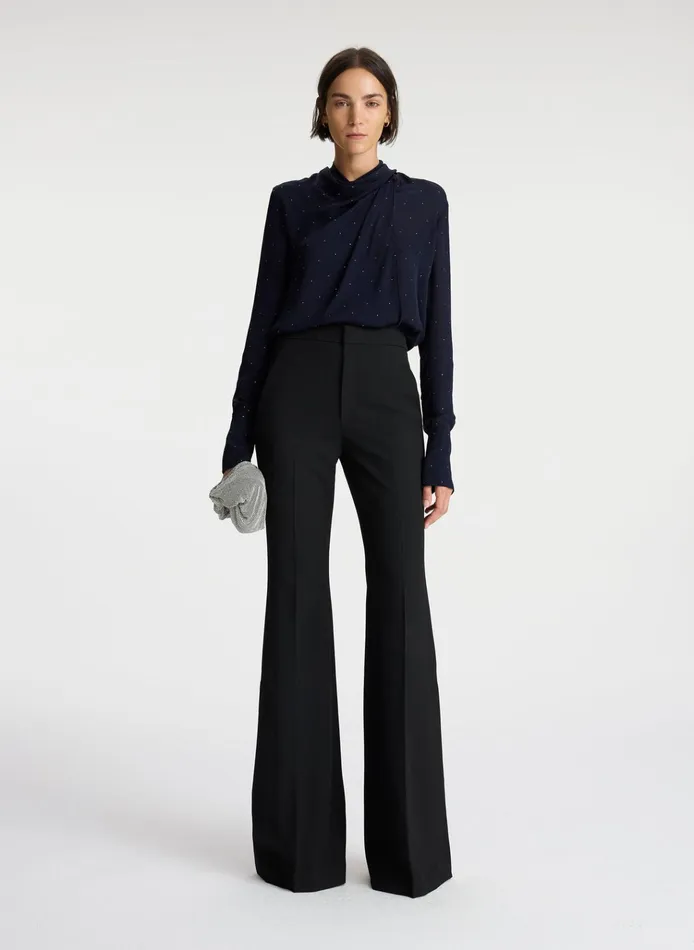 Women Tops ALC Luna Embellished Silk Top Evening Blue