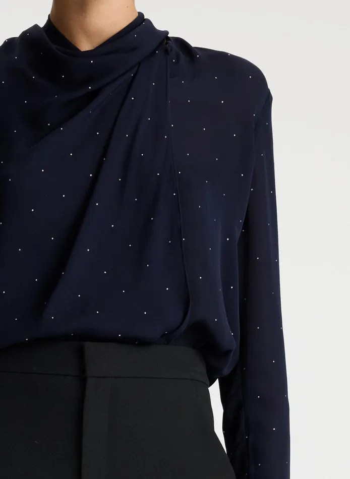 Women Tops ALC Luna Embellished Silk Top Evening Blue