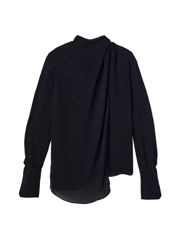 Women Tops ALC Luna Embellished Silk Top Evening Blue