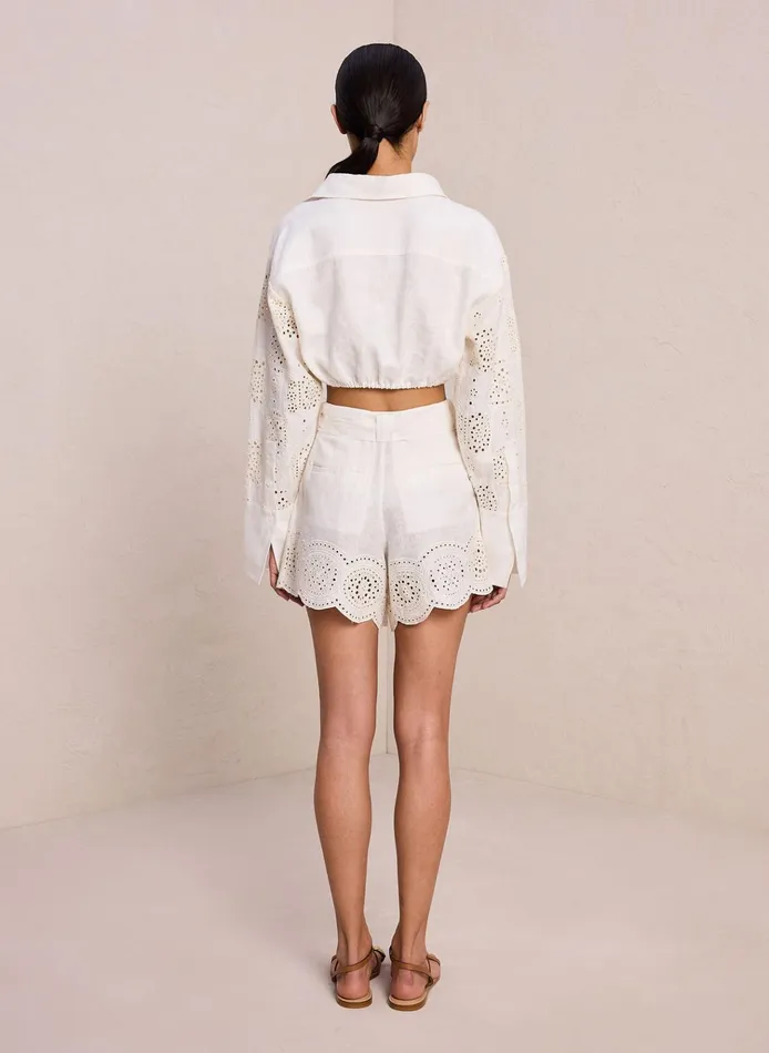 Women Tops ALC Mason Linen Eyelet Top Ivorycream