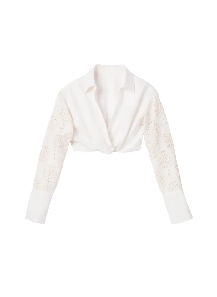 Women Tops ALC Mason Linen Eyelet Top Ivorycream