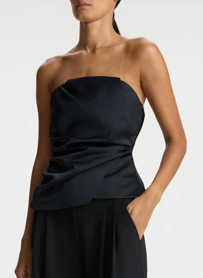 Women Tops ALC Nata Strapless Satin Top Black