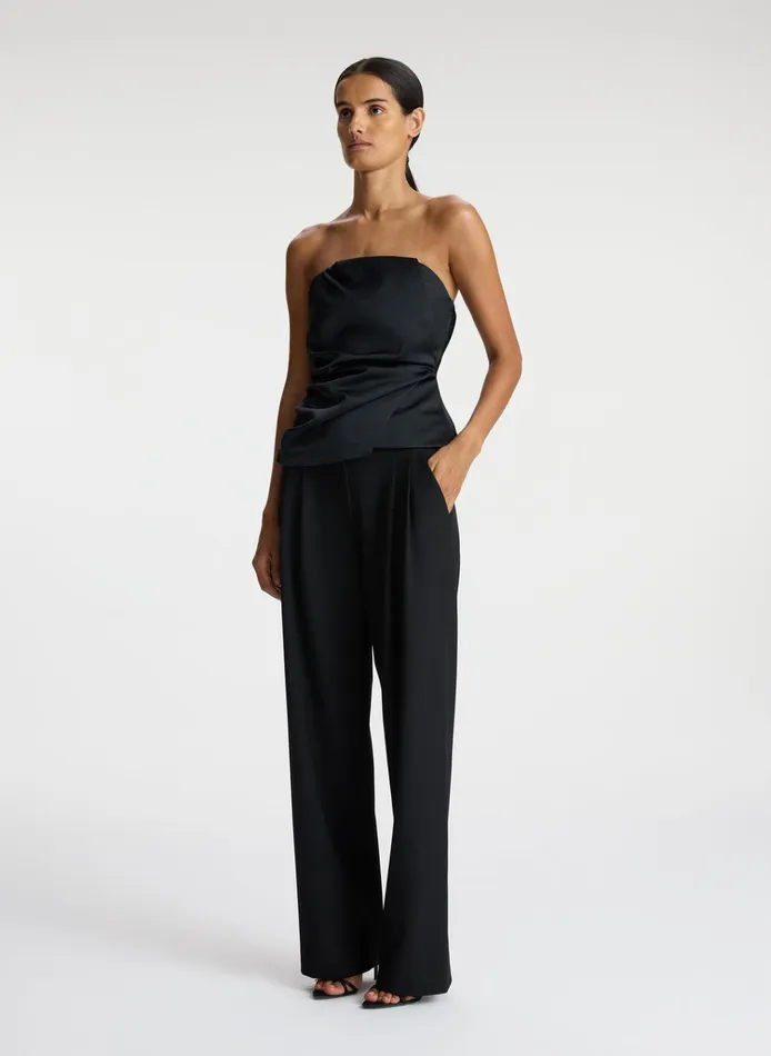 Women Tops ALC Nata Strapless Satin Top Black