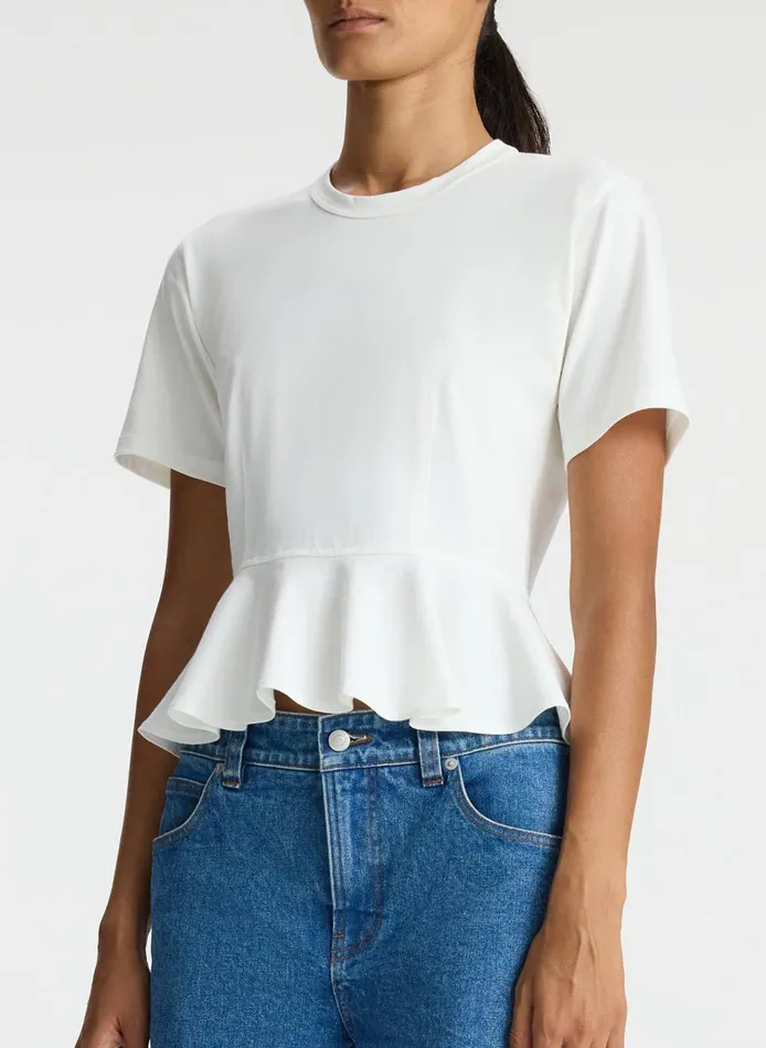 Women Tops ALC Roxy Cotton Peplum Tee White
