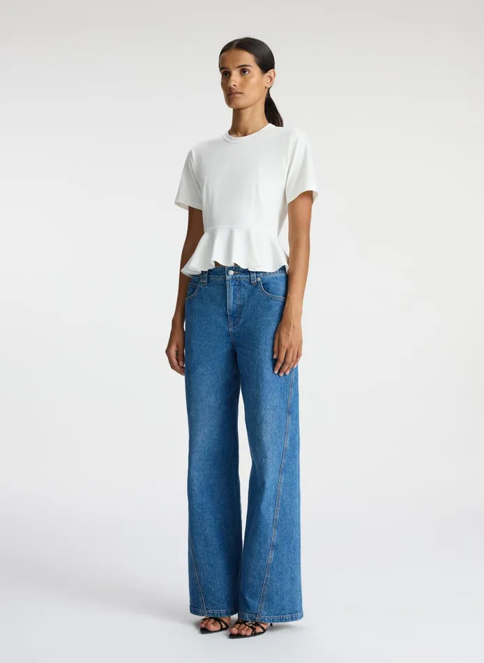 Women Tops ALC Roxy Cotton Peplum Tee White