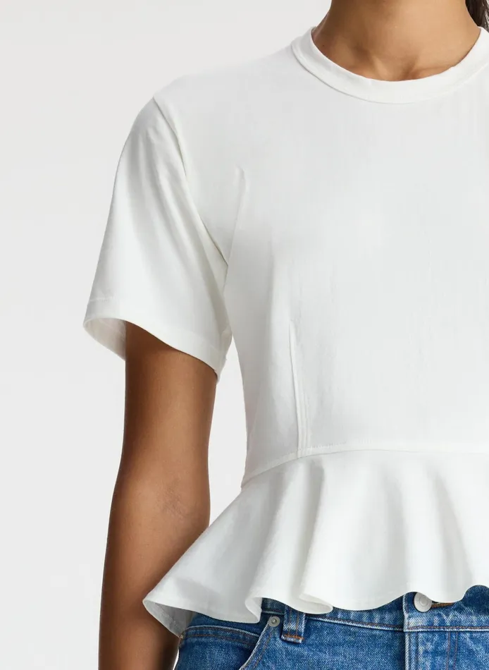 Women Tops ALC Roxy Cotton Peplum Tee White