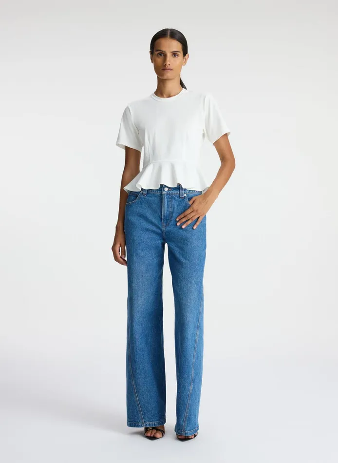 Women Tops ALC Roxy Cotton Peplum Tee White