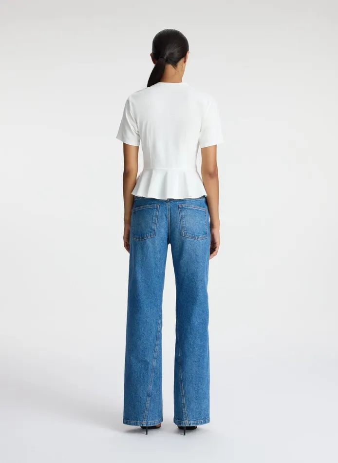 Women Tops ALC Roxy Cotton Peplum Tee White