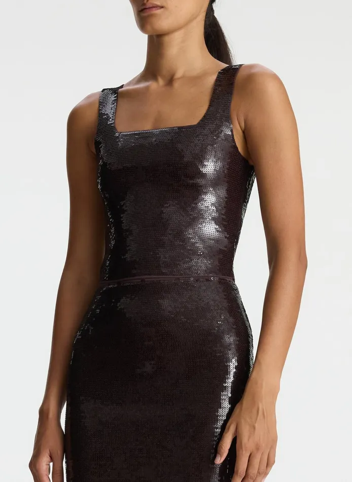 Women Tops ALC Victoria Sequin Knit Top Dark Brown