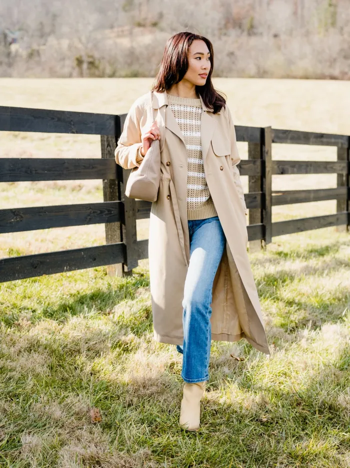 Women Tops Able Taylor Mesh Sweater Brown Sugar Stripe