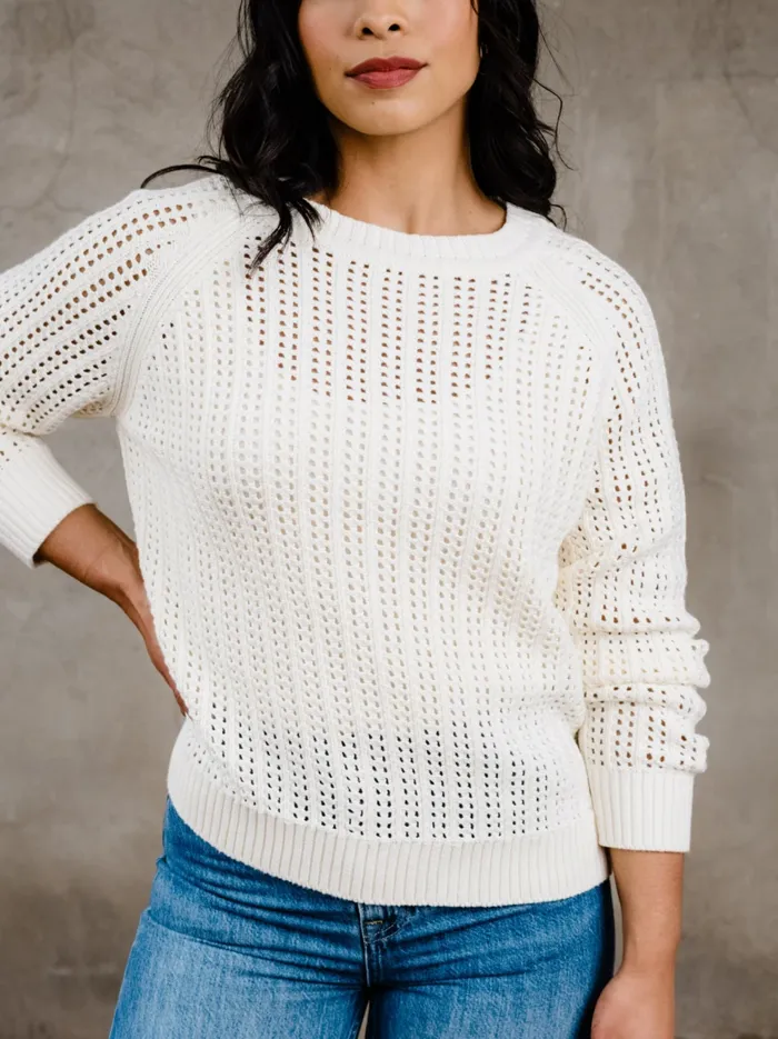 Women Tops Able Taylor Mesh Sweater Brown Sugar Stripe