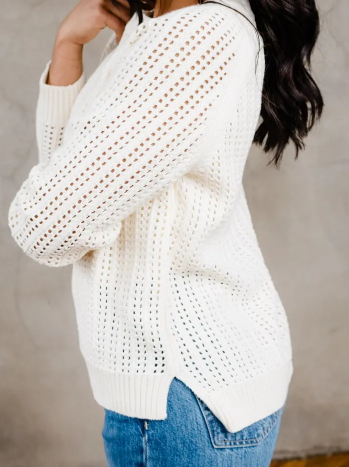 Women Tops Able Taylor Mesh Sweater Brown Sugar Stripe