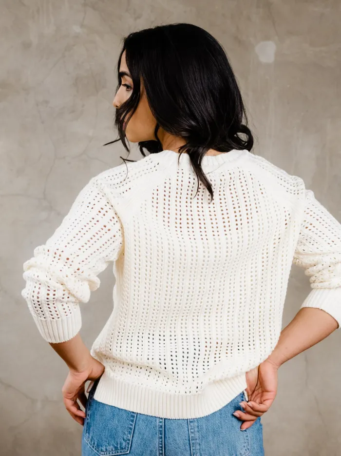 Women Tops Able Taylor Mesh Sweater Brown Sugar Stripe