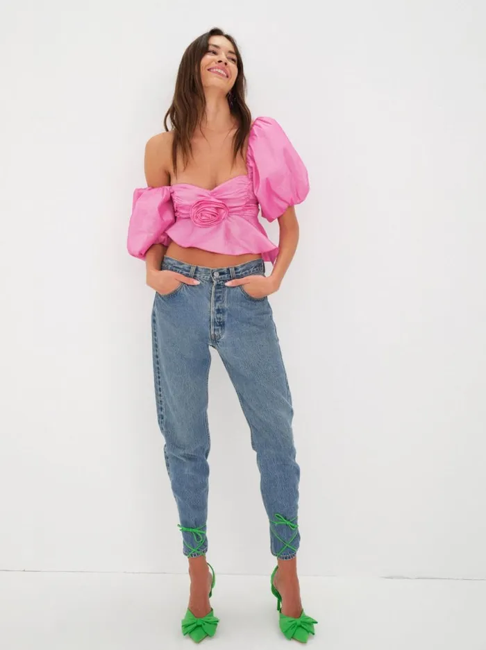 Women Tops For Love and Lemons Judith Crop Blouse Pink Women Tops For Love and Lemons Judith Crop Blouse Pink