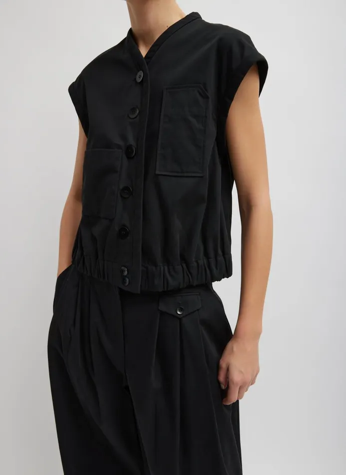 Women Tops Tibi Bio Twill Blousant Vest Black