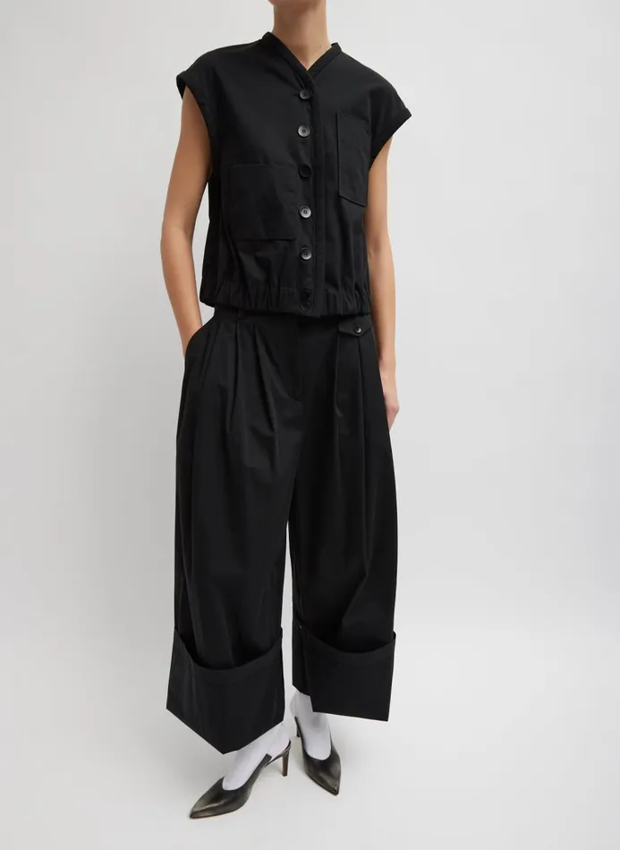 Women Tops Tibi Bio Twill Blousant Vest Black
