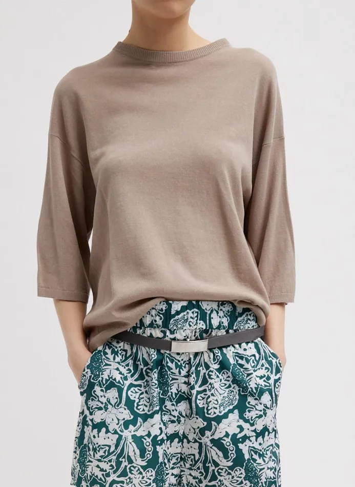 Women Tops Tibi Crispy Sweater Oversized Easy TShirt Dark Stone